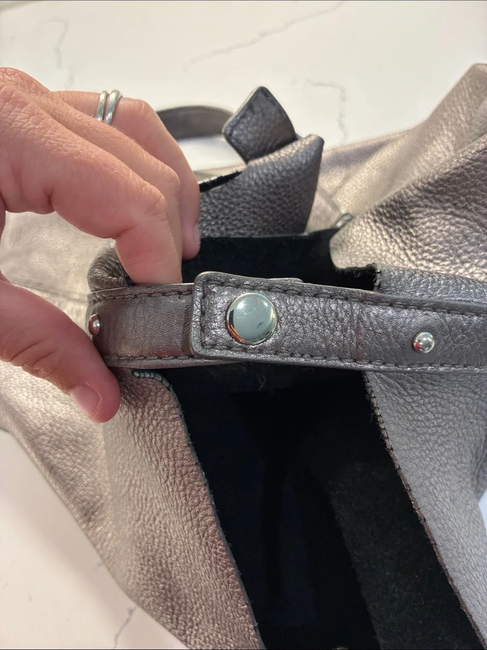 Michael Kors Dark Gray Pebbled Leather Shoulder Bag